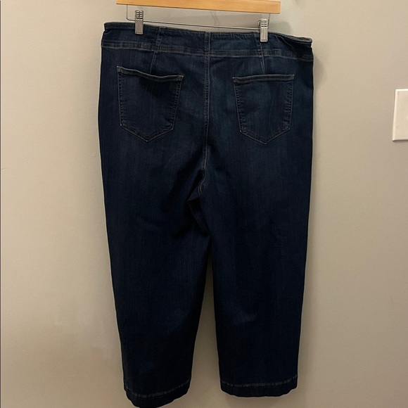 Chico’s Jeans Pull-On Wide Leg Cropped Denim Faux Button Fly Chicos 3P Petite XL - Picture 7 of 11